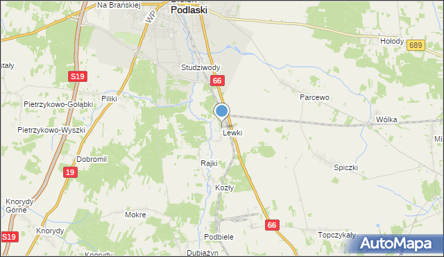 mapa Lewki, Lewki gmina Bielsk Podlaski na mapie Targeo